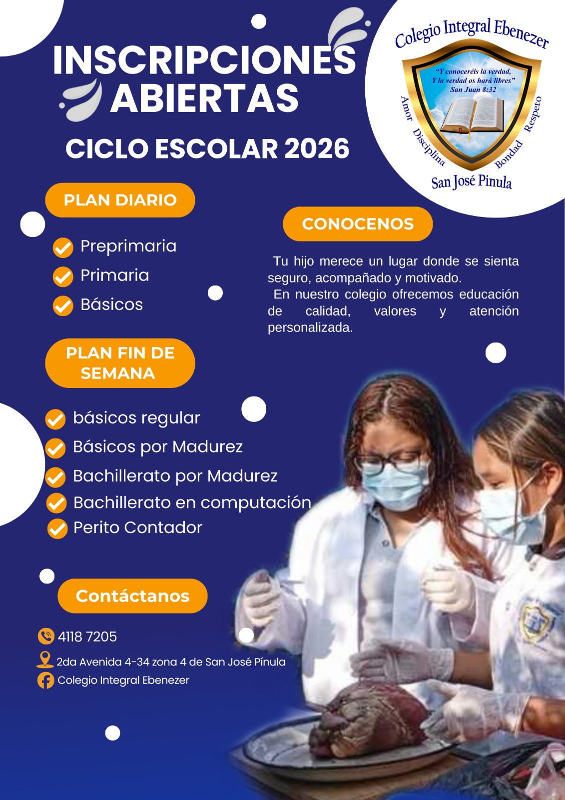 Inscripciones abiertas para el ciclo escolar 2026, contamos con plan diario, plan fin de semana. Pregunta por las carreras que ofrecemos y recibe mas información al teléfono 41 18 72 05